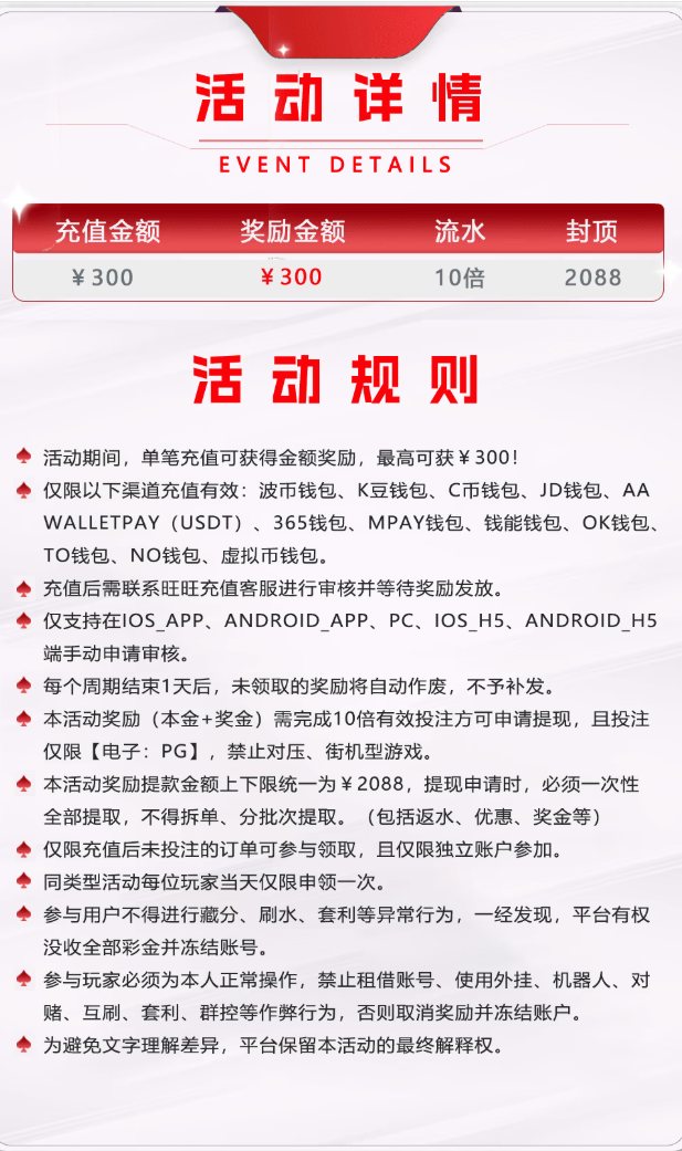 【活动通知】八万娱乐|充值300送300|10倍流水|限制PG电子