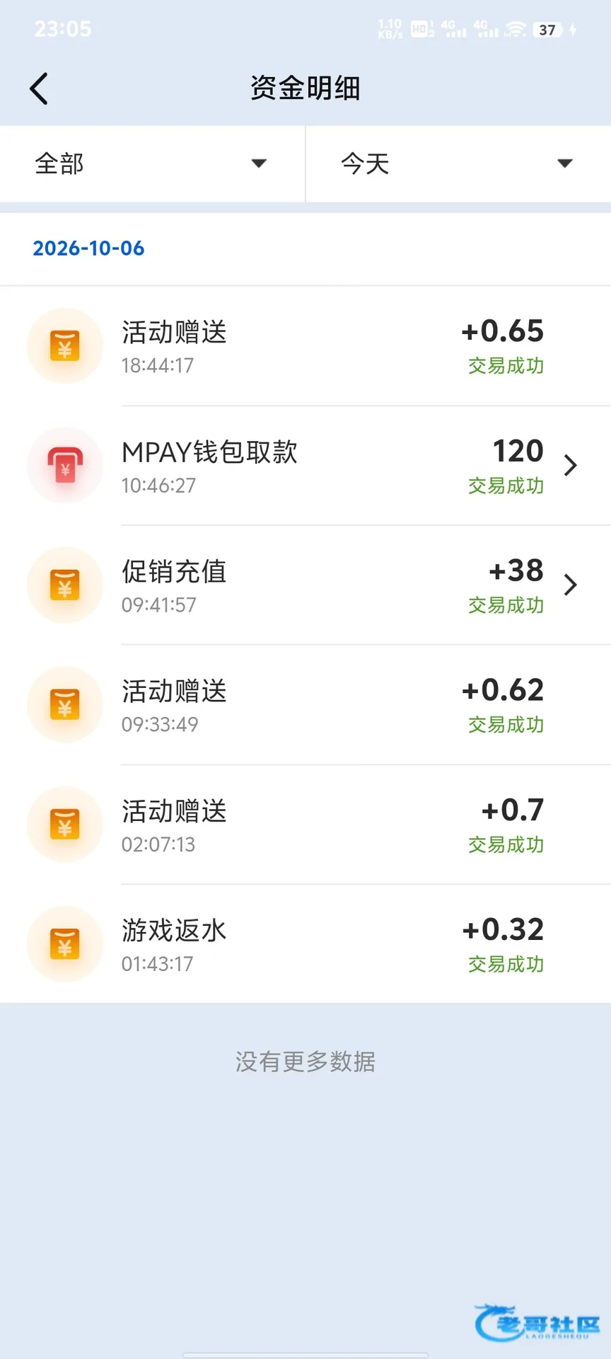 电话彩金及多笔交易记录