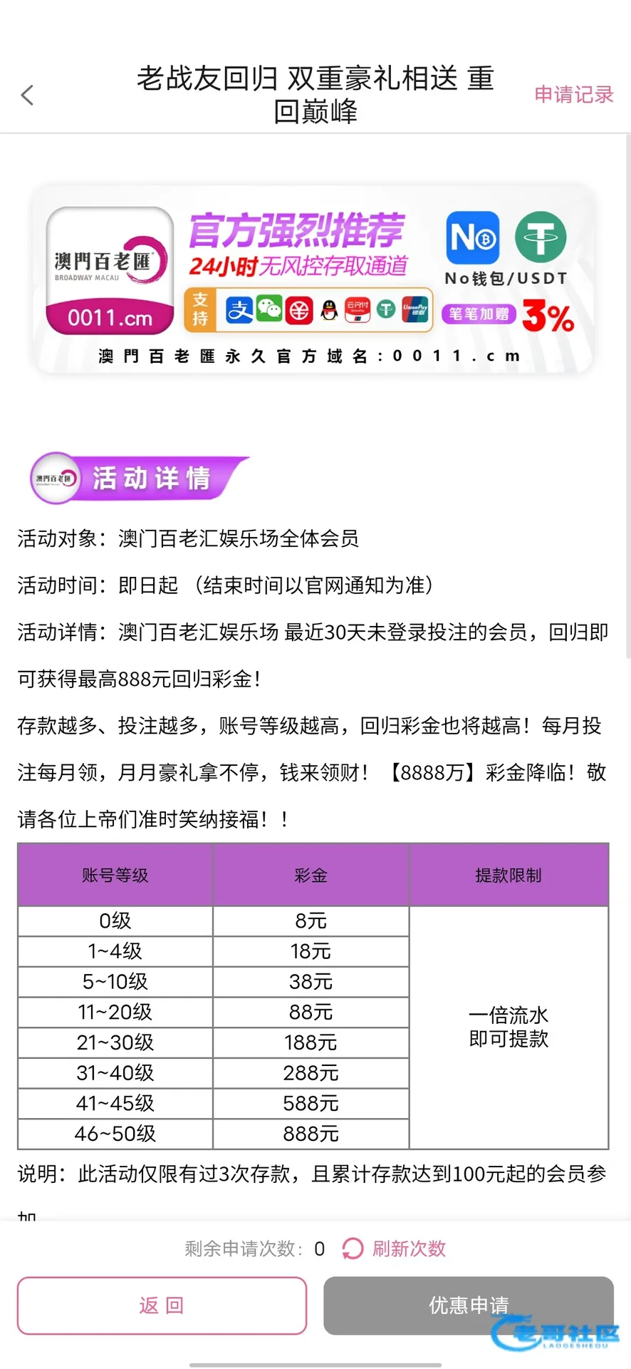 澳门百老汇回归彩金出款情况为自测