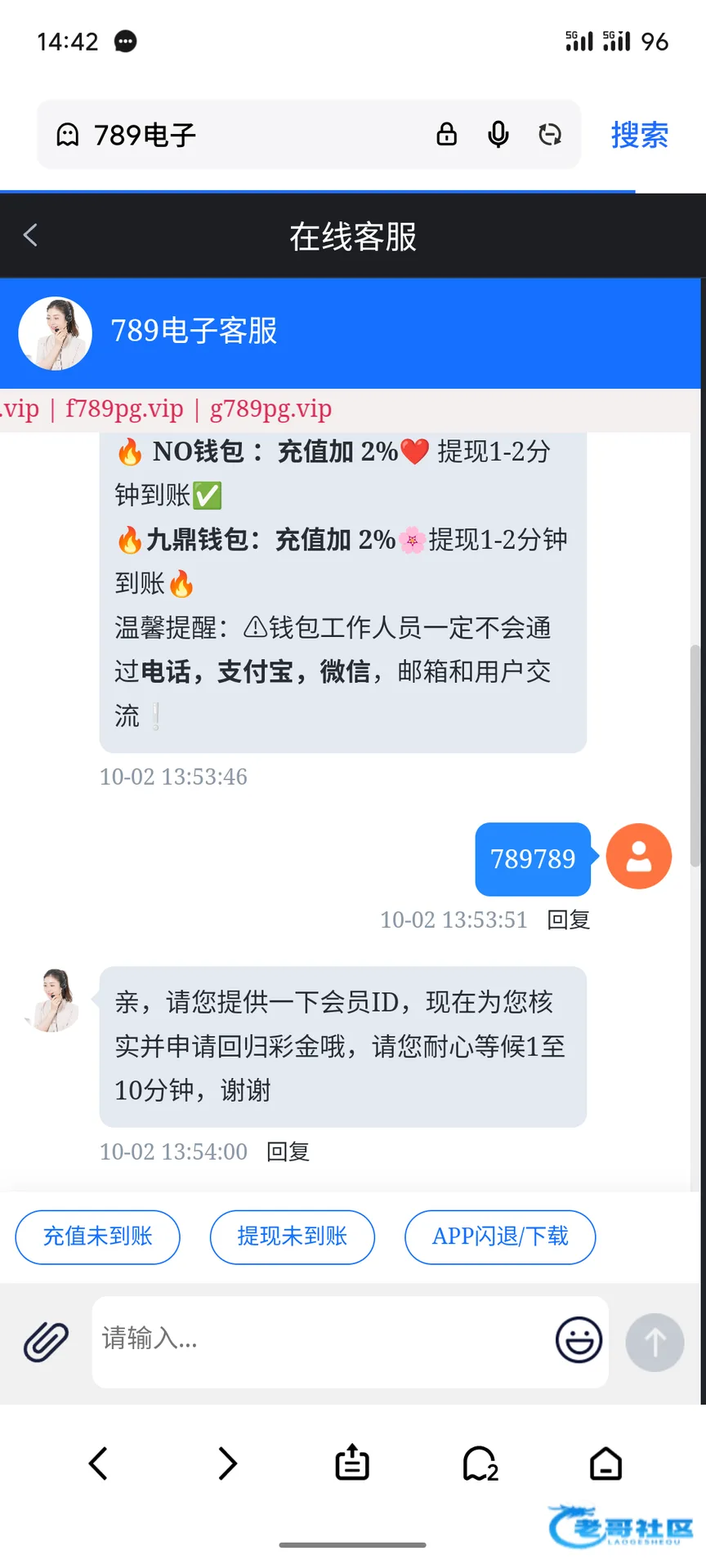 789电子客服回归彩金及提现记录